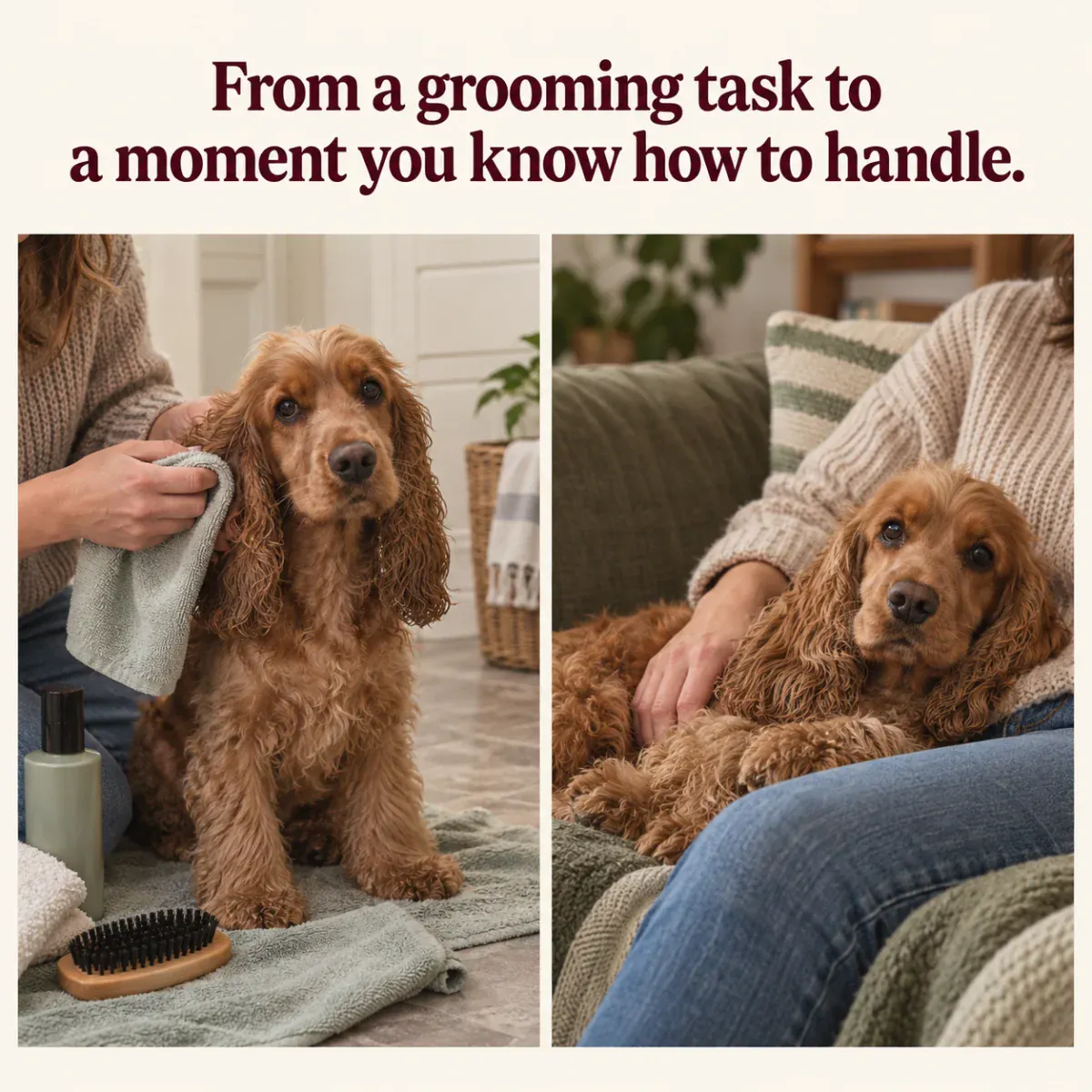 Every dog is different. Keep track of ear appearance, smell and comfort during grooming.