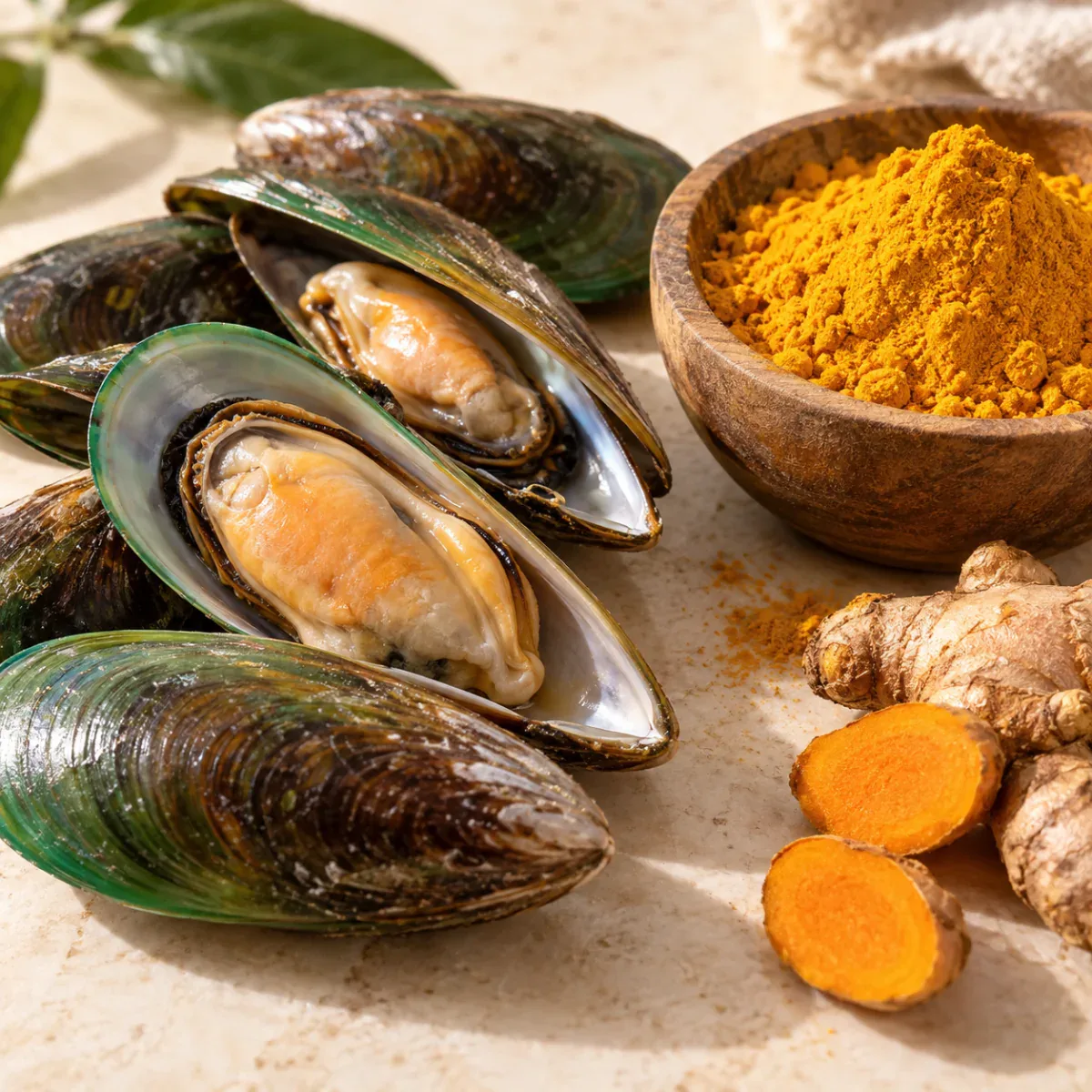 Green-lipped mussel + turmeric ingredient texture