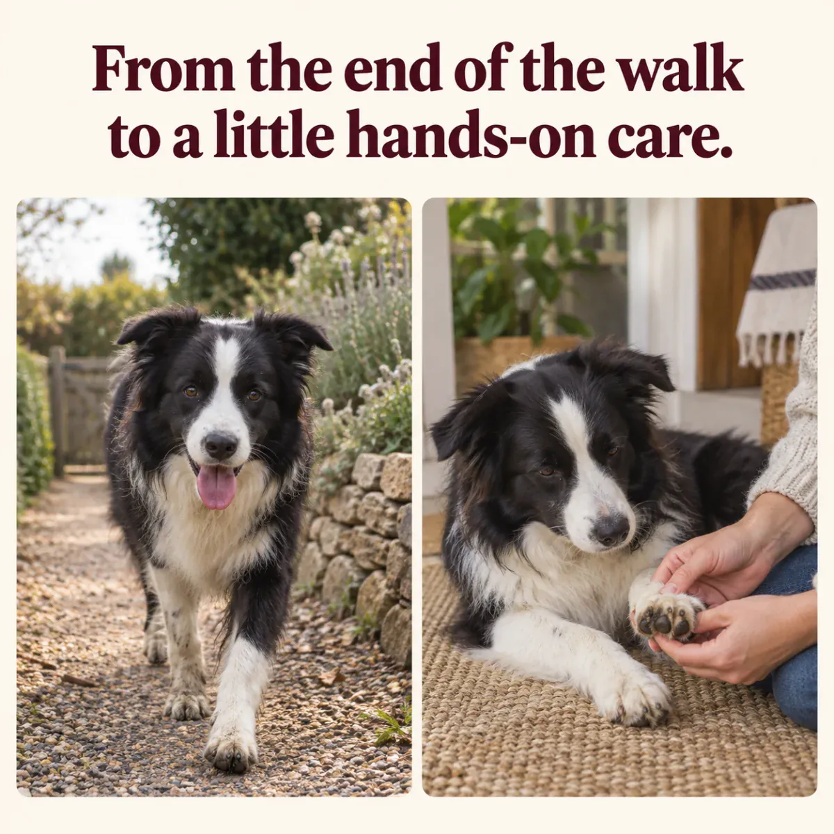 Every dog is different. Keep track of pad texture, intact skin and comfort during paw checks.