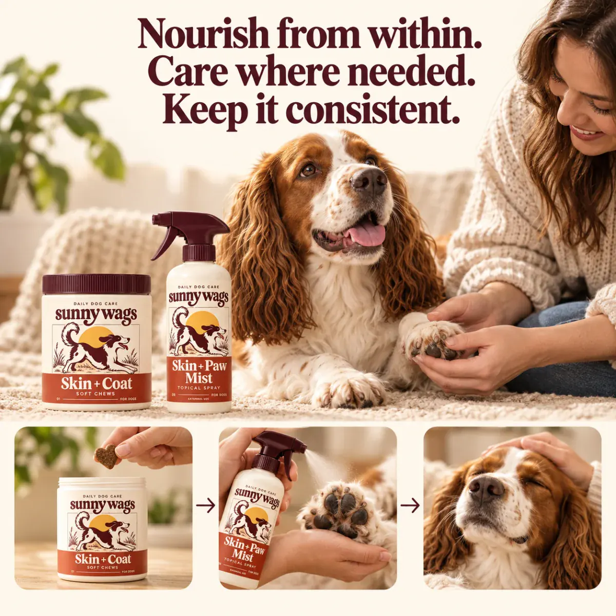 One dog. Two ways
to care for their skin.